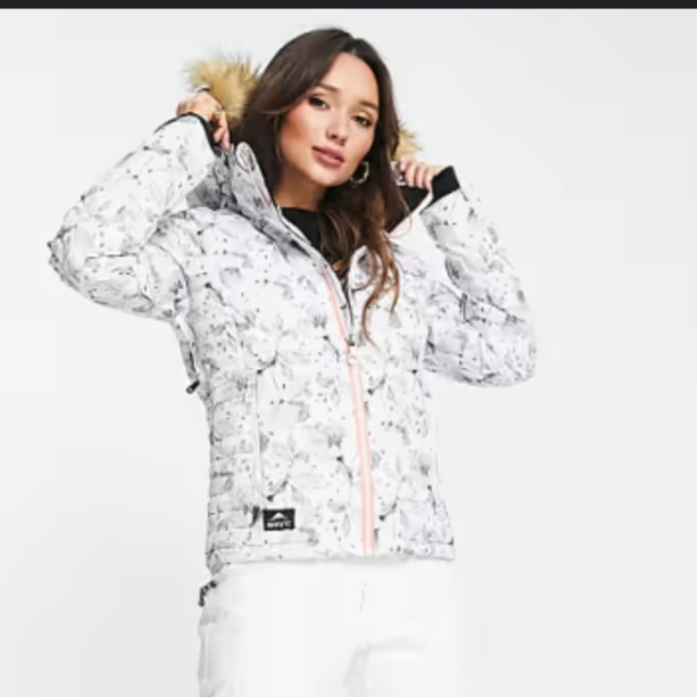NWT STROBE Hypadri Insulated SKI JACKET White With Fur Trim Hood XL